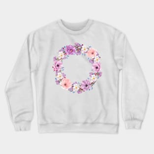 Image: Watercolor, Flower wreath Crewneck Sweatshirt
